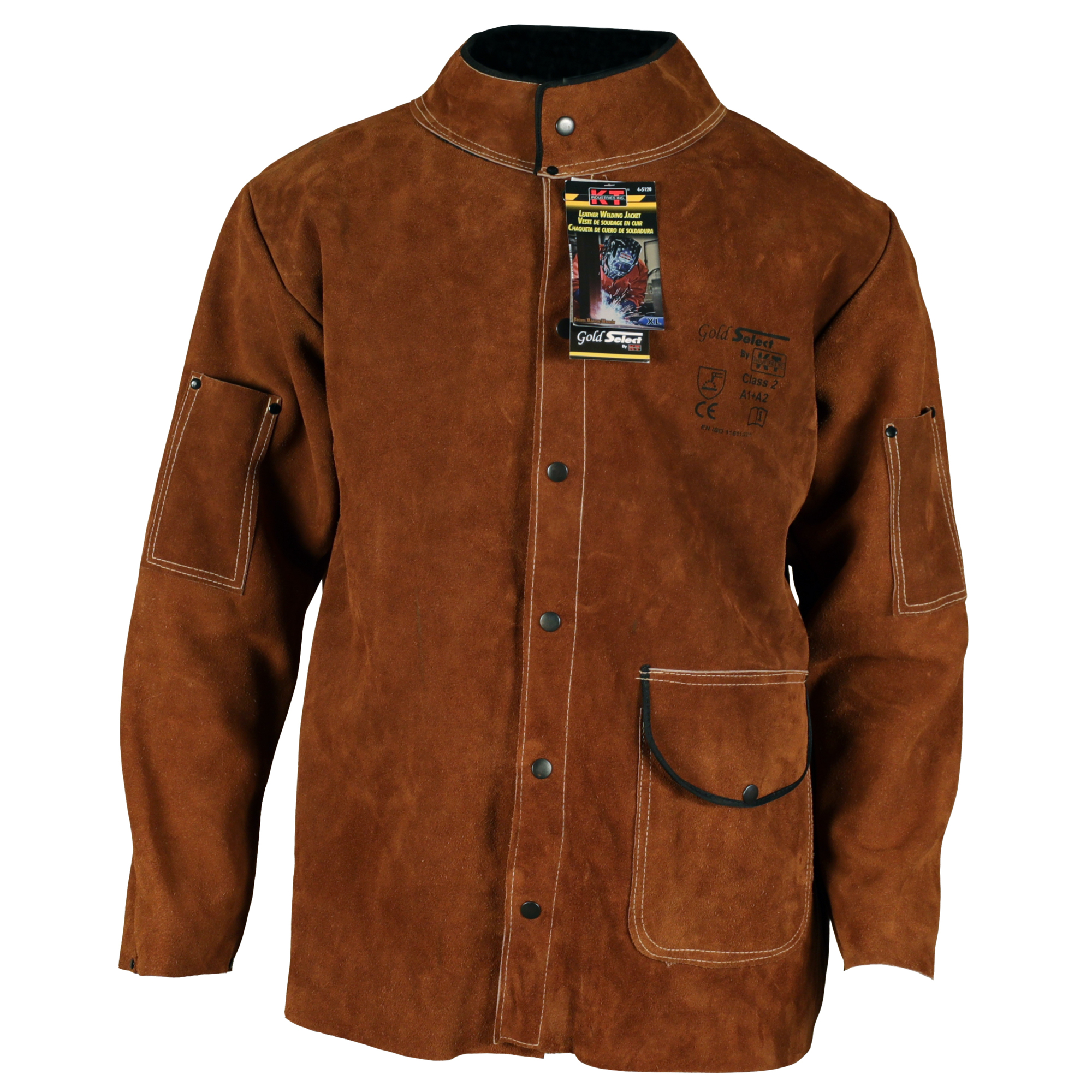 K-T Industries Welder Jacket — Split-Back Cowhide, Kevlar Stitched Seams, X-Large, Model# 4-5120